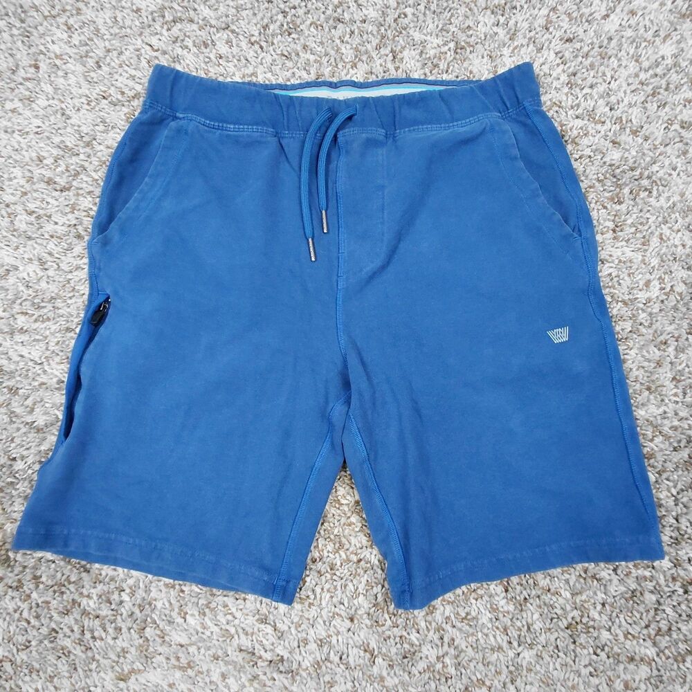 Mack Weldon Ace Sweat Shorts Mens Medium Blue Drawstring Cottpn Stretch